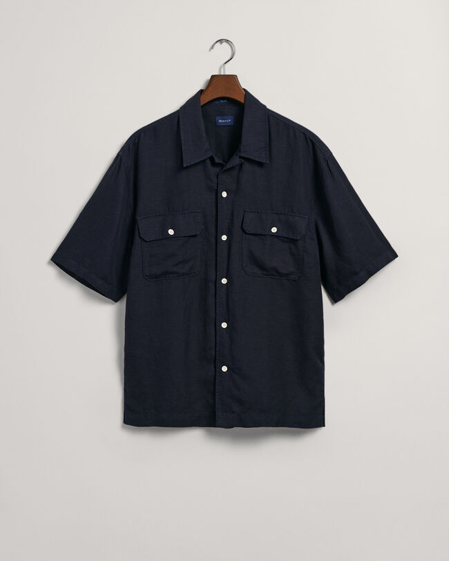 Relaxed Fit Leinen Lyocell Kurzarmhemd