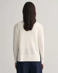 V-Neck Pullover aus Leinenmischgewebe