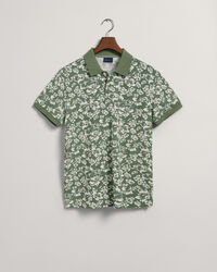 Piqu&eacute; Poloshirt mit floralem Print