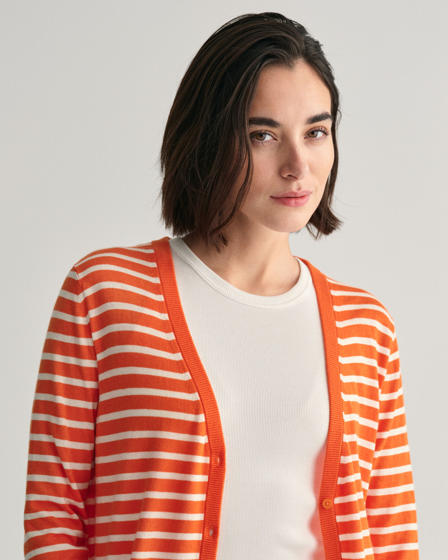 Feinstrick Strickjacke mit Streifen