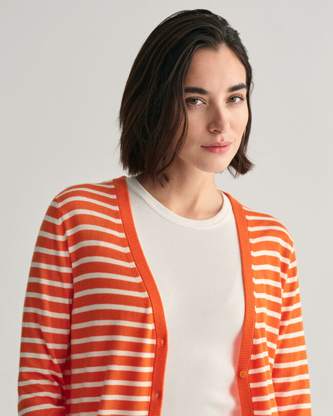 Feinstrick Strickjacke mit Streifen