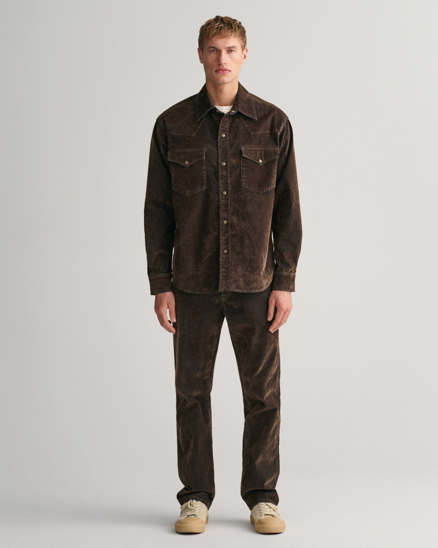 Relaxed Fit Flocked Samt Jeans