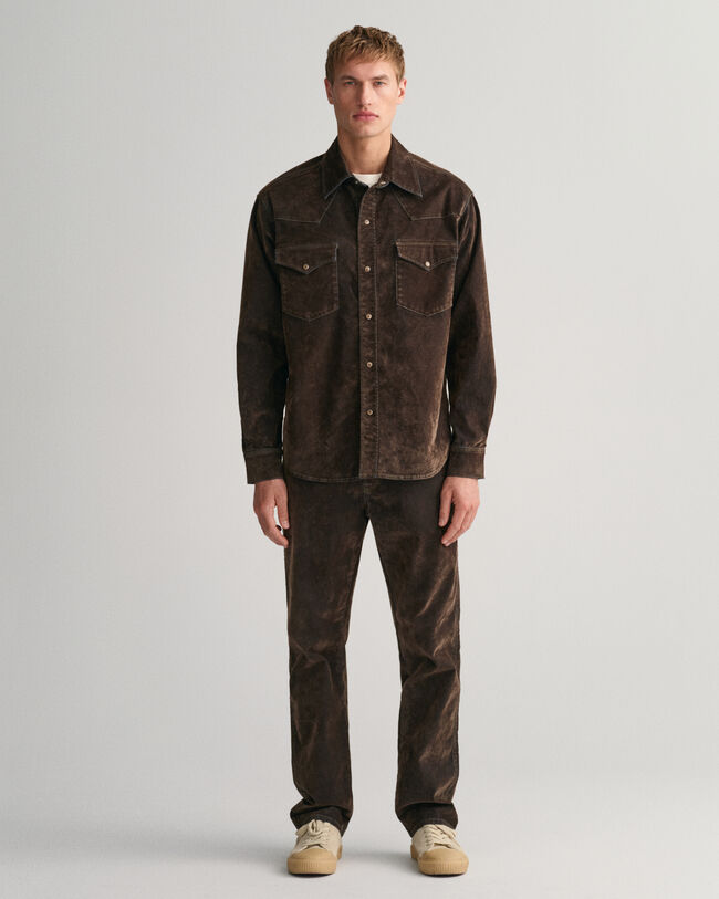 Relaxed Fit Flocked Samt Jeans