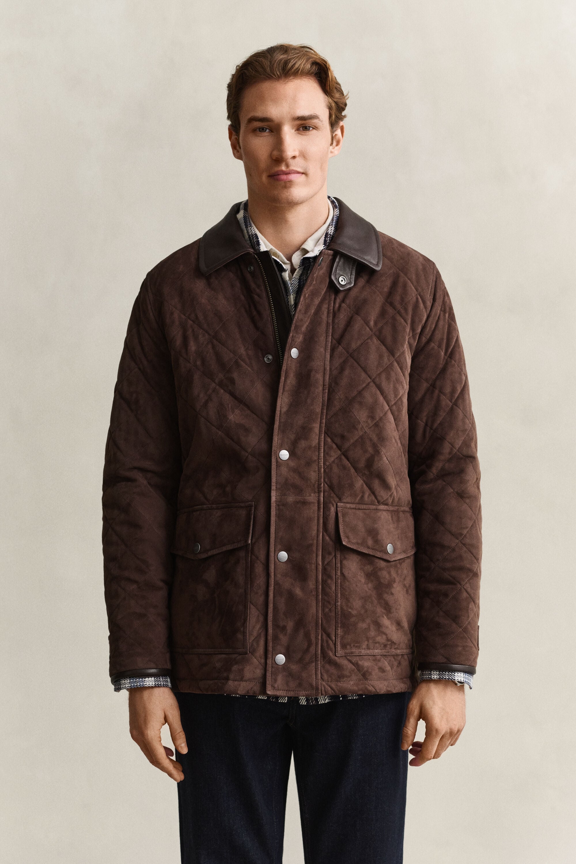 Gesteppte Jacke aus Veloursleder