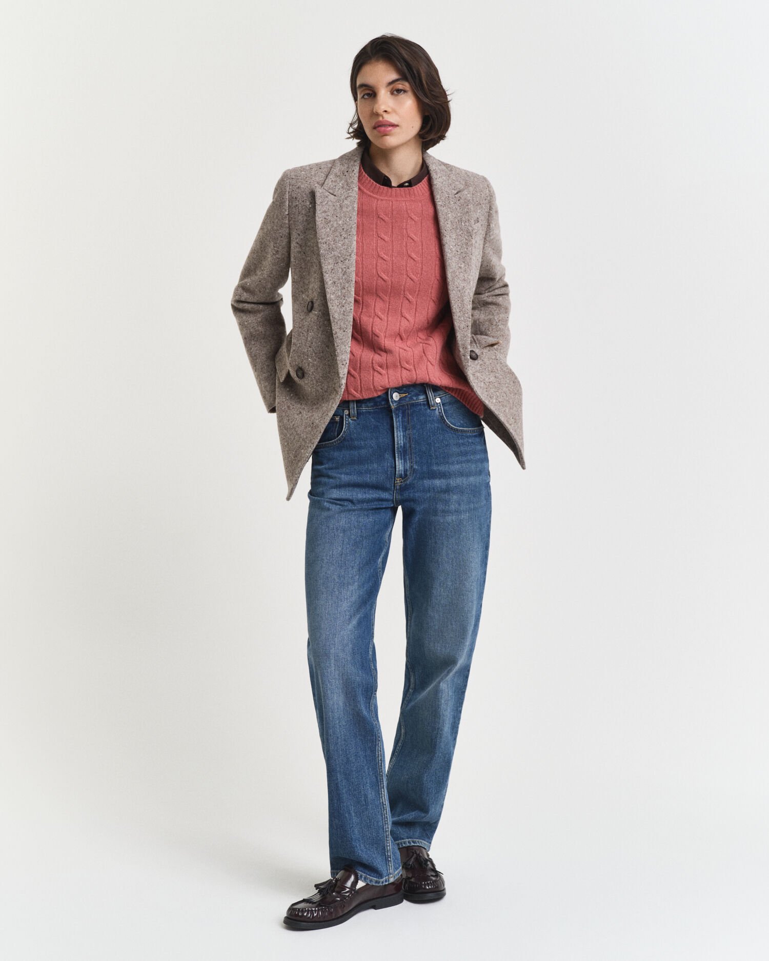 Lambswool Zopfstrick Rundhalspullover