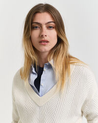 Herringbone V-Neck Pullover