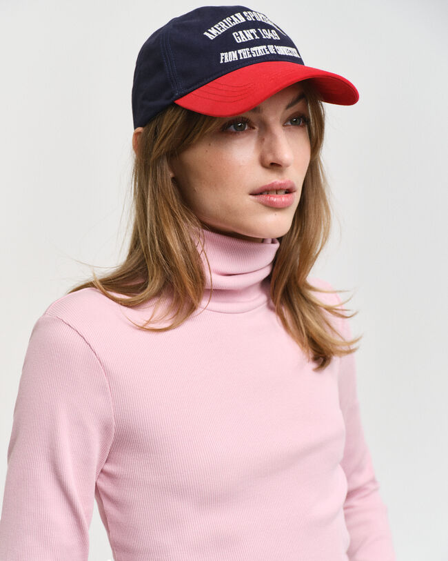 Geripptes Langarm-Rollkragenshirt