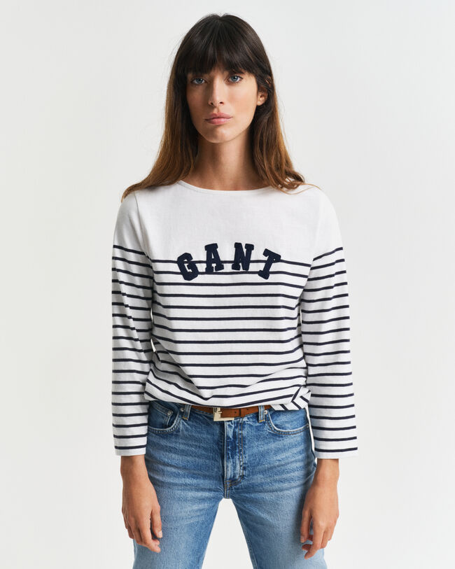 Breton Striped T-Shirt mit U-Boot-Ausschnitt