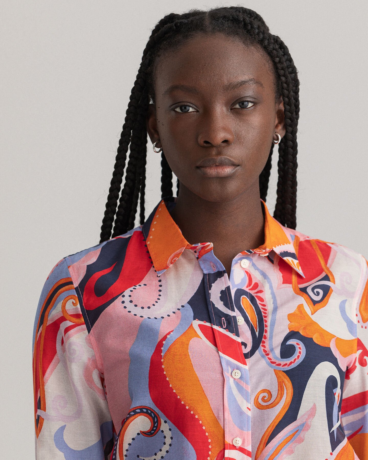 Regular Fit Baumwoll-Seiden-Bluse mit Paisley-Muster