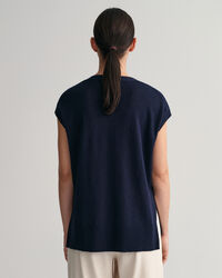 V-Neck Top aus Leinenmischgewebe