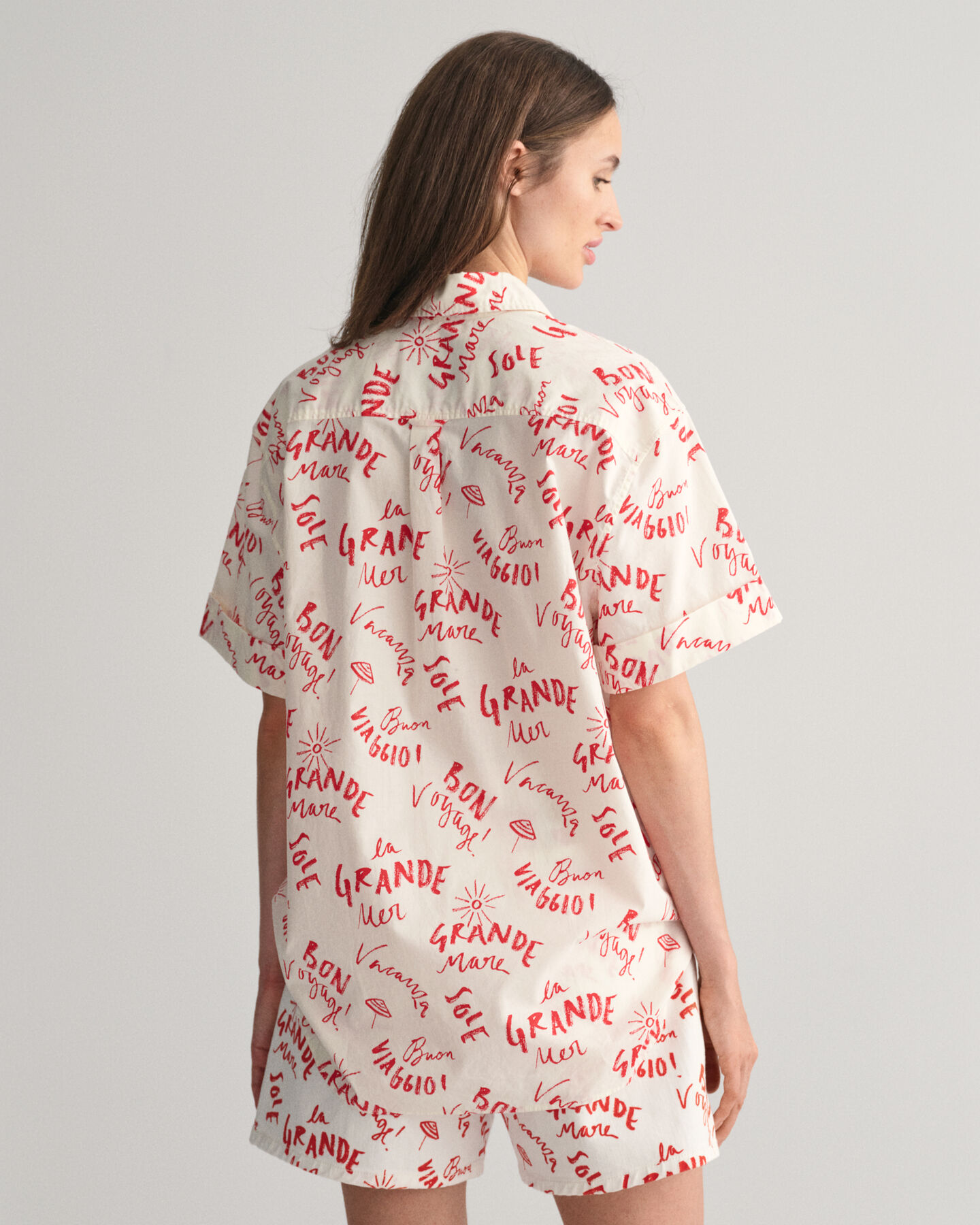 Relaxed Fit Kurzarmbluse mit Text-Print
