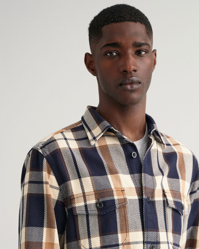 Schwere Twill-Hemdjacke mit Karomuster