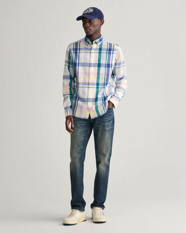 Regular Fit Seersucker Madras Hemd