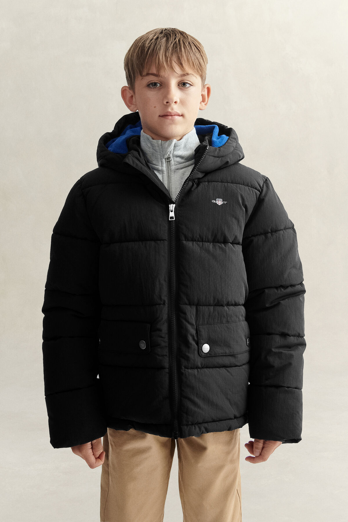 Teen Boys Baffle Jacket — BLACK