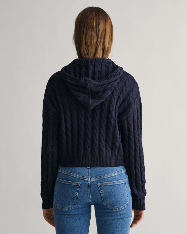 Teen Girls Verk&uuml;rzte Shield Sweatjacke mit Zopfstrickmuster