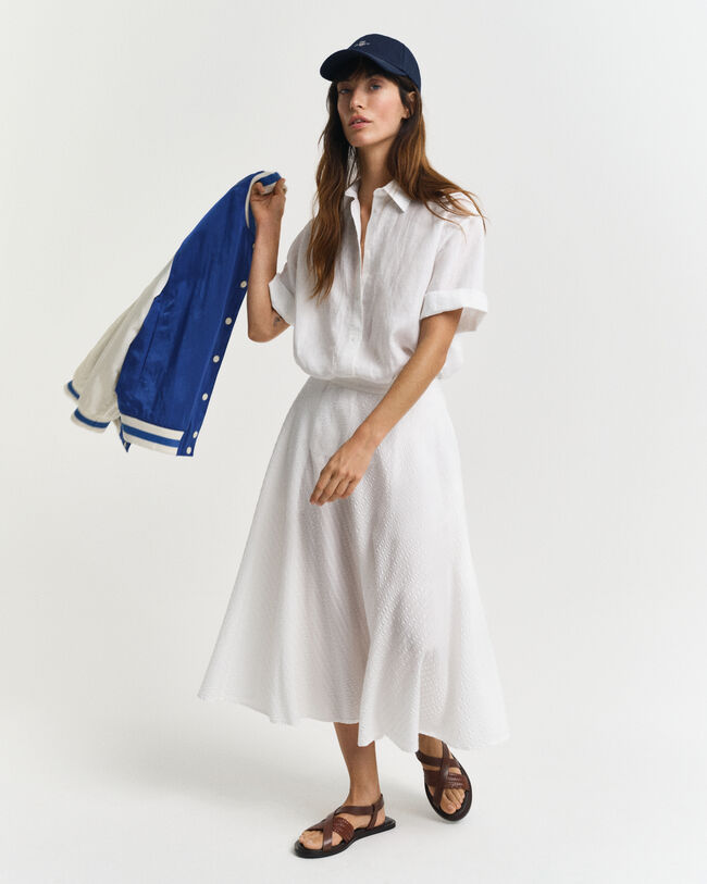 Tonal Seersucker Rock mit Streifen