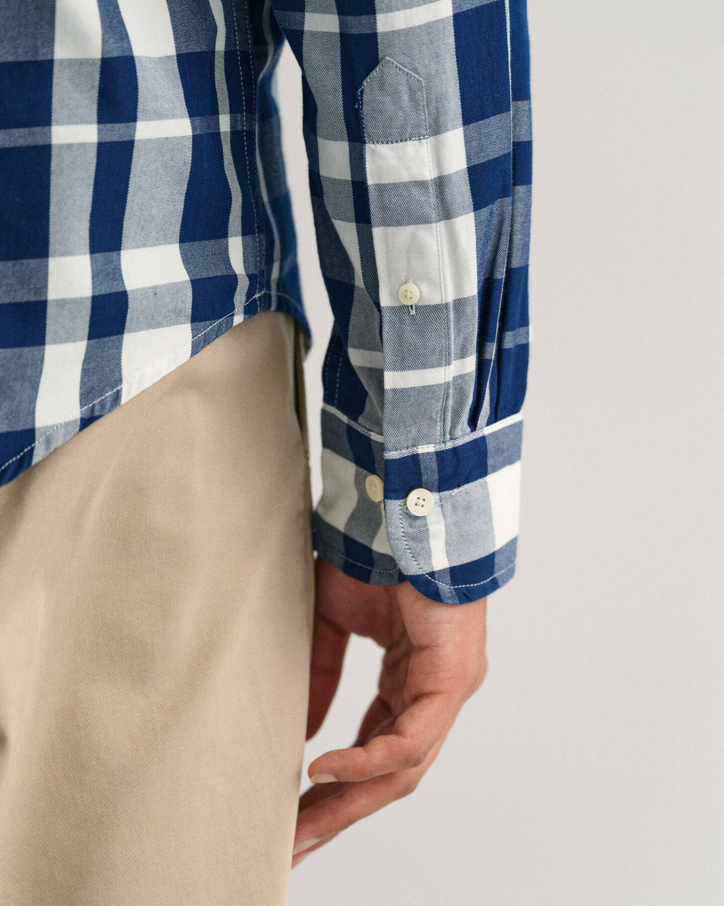 Regular Fit Indigo Tartan Hemd aus Twill