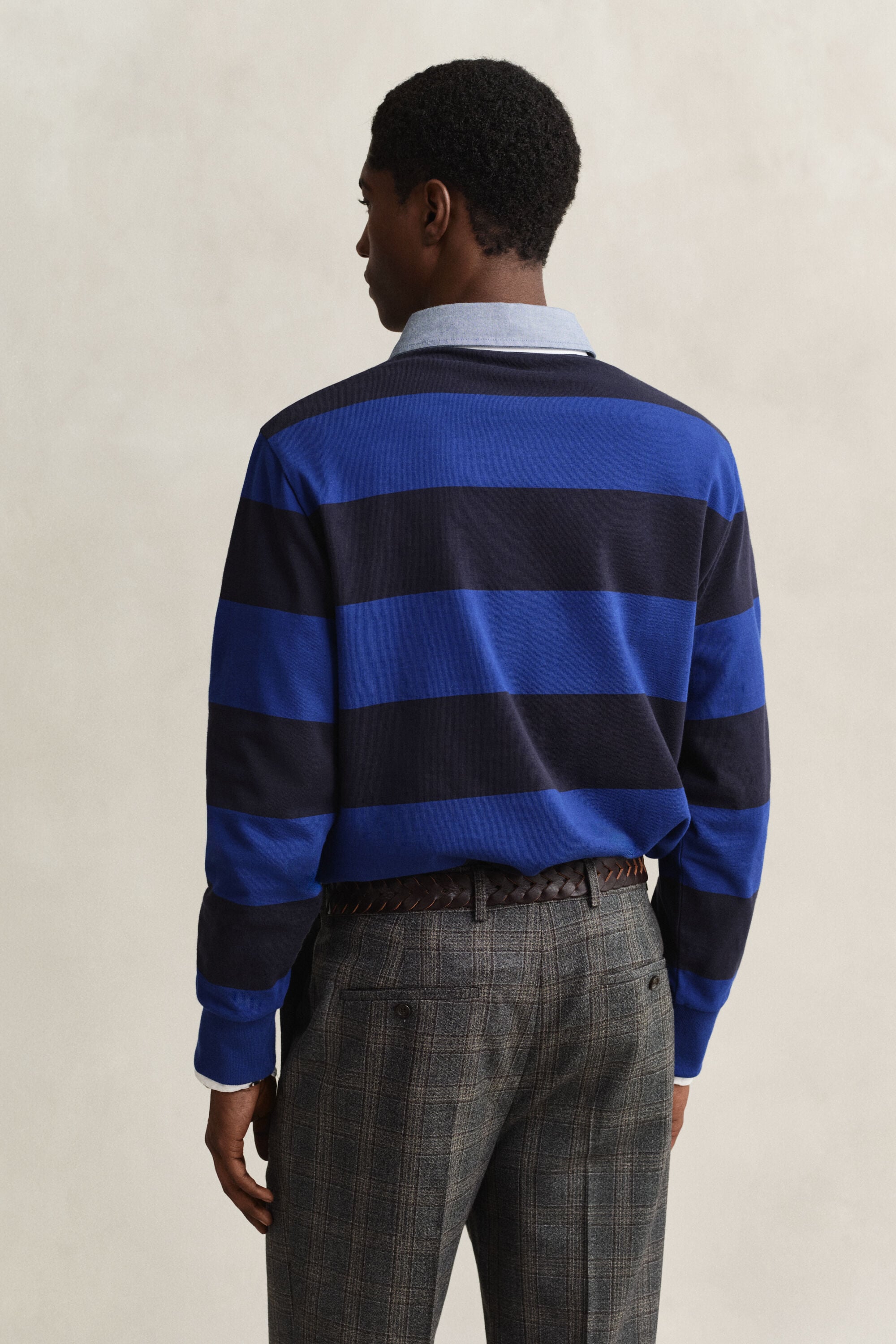 Gestreiftes Heavy Rugger mit Chambray-Kragen