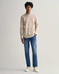 Regular Fit Baumwoll Leinen Hemd mit Karomuster
