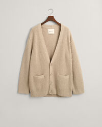 Gerippte Bouclé Strickjacke