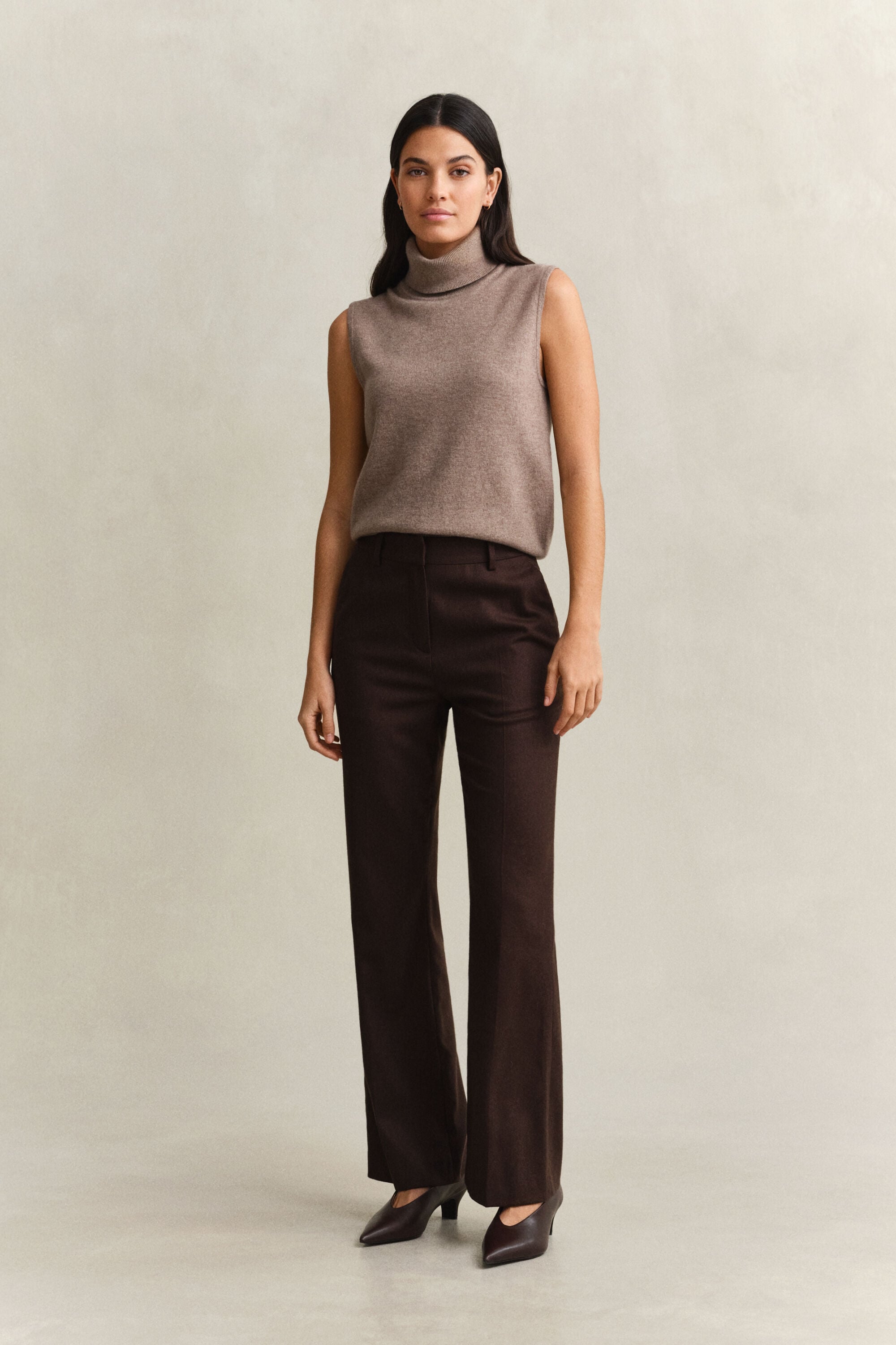 Ausgestellte Slim Fit Flanellhose