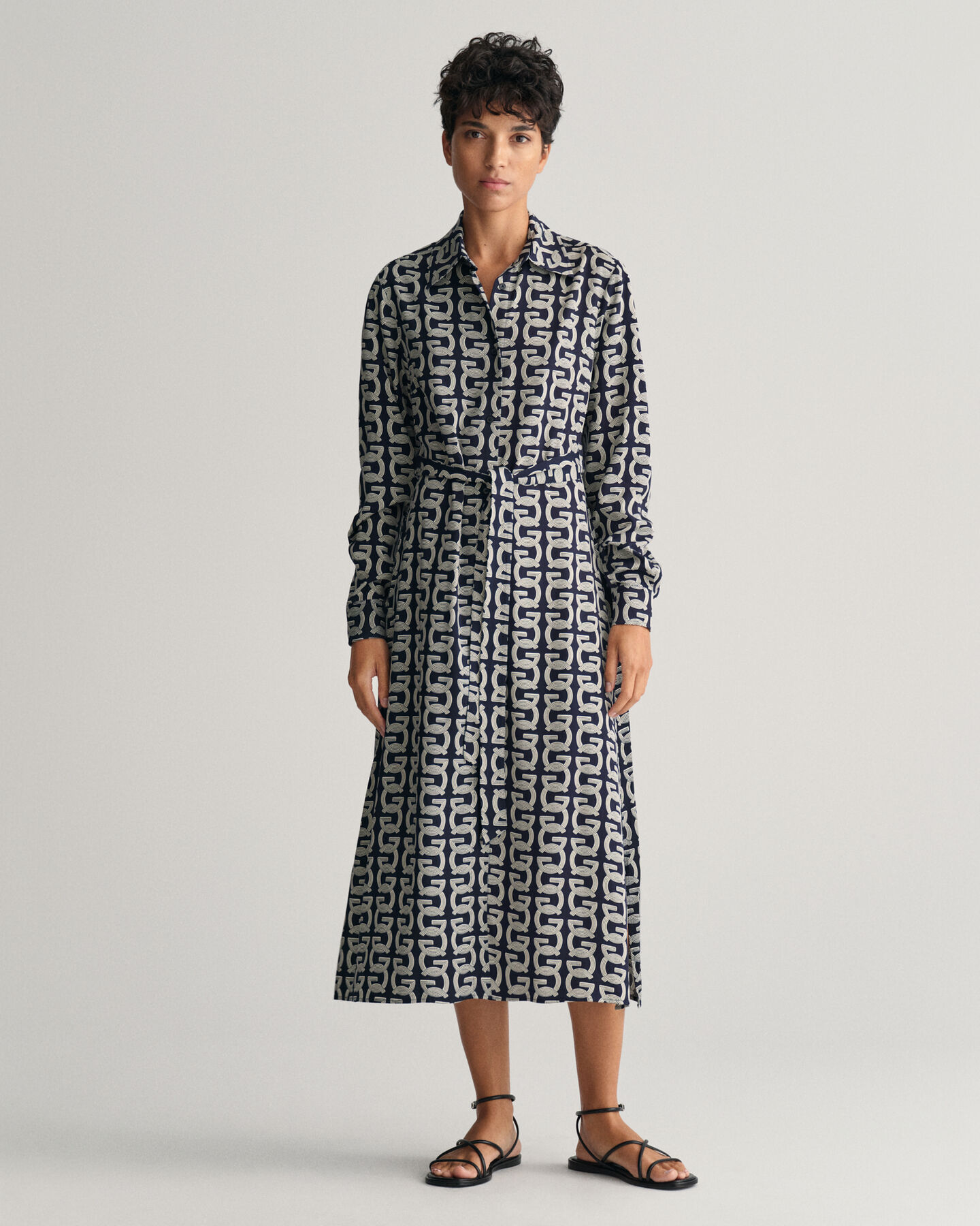G Patterned Hendblusenkleid