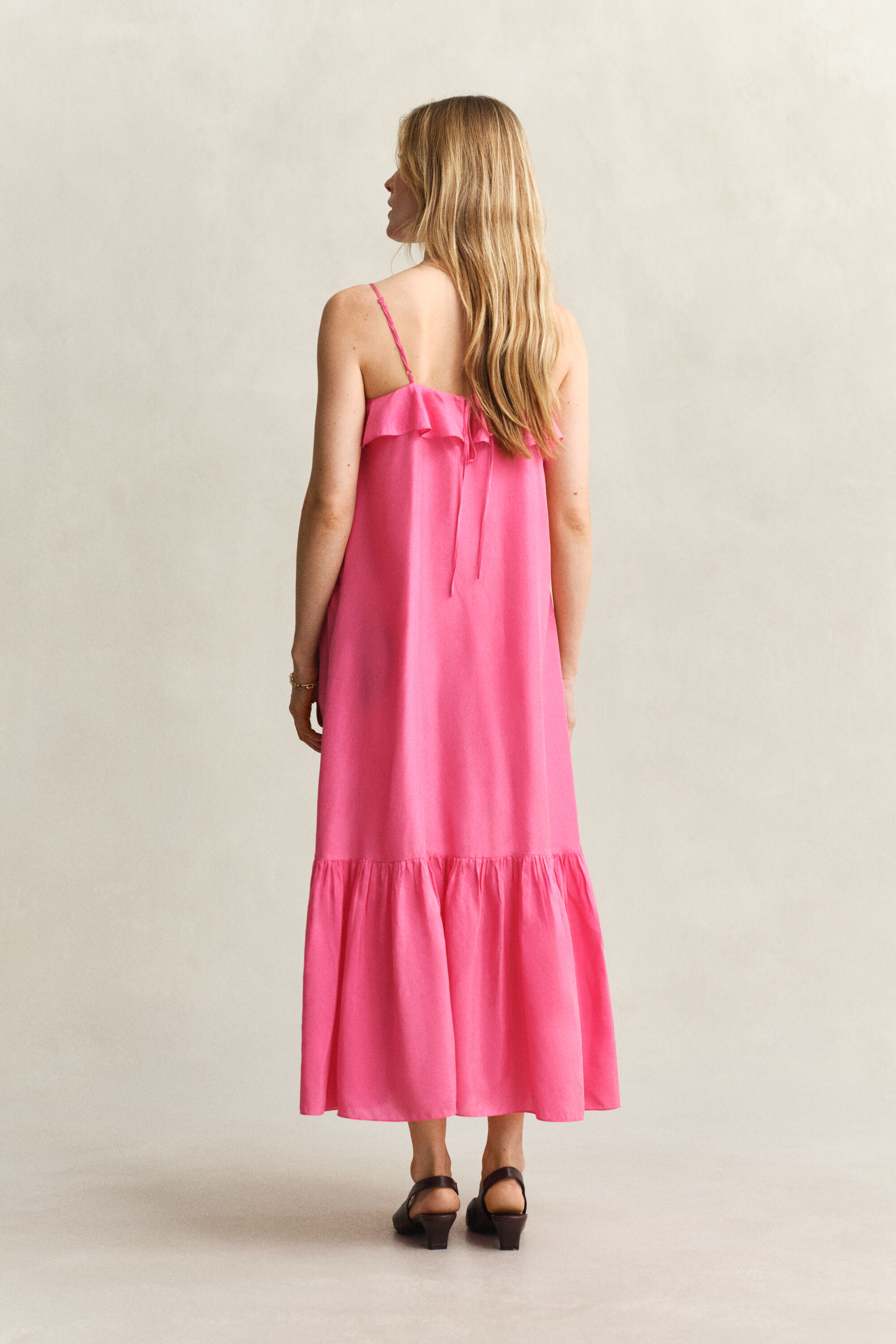 Midi-Trägerkleid aus Seide