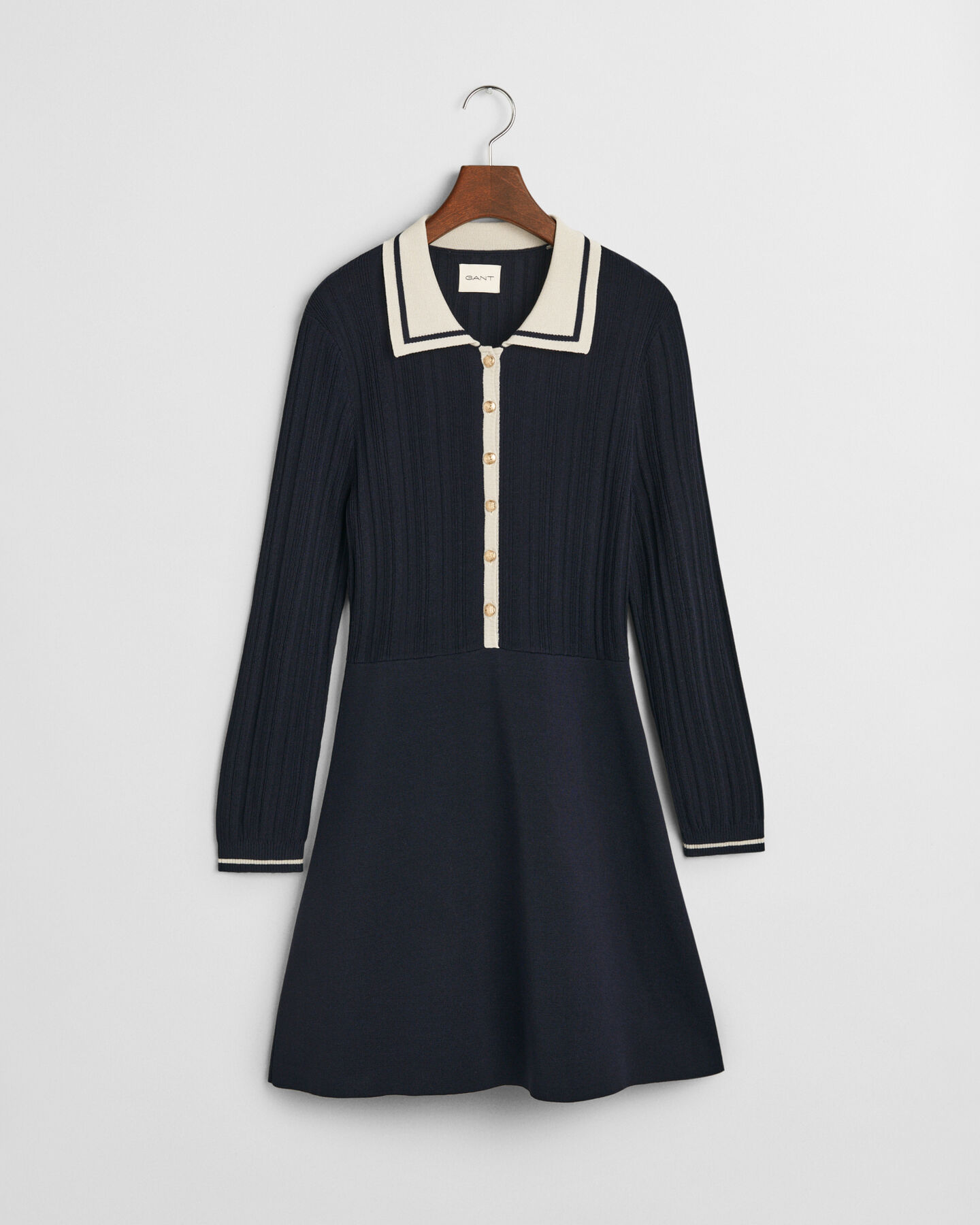 Rippstrick Kleid mit Kontrast