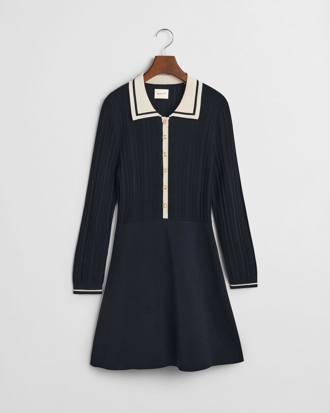 Rippstrick Kleid mit Kontrast