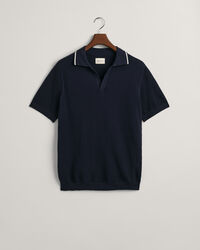 Struktur Baumwoll Polopullover mit offenem Kragen