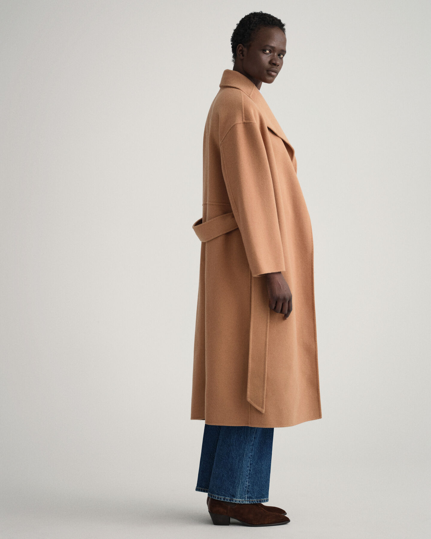 Handgen&auml;hter Mantel mit G&uuml;rtel