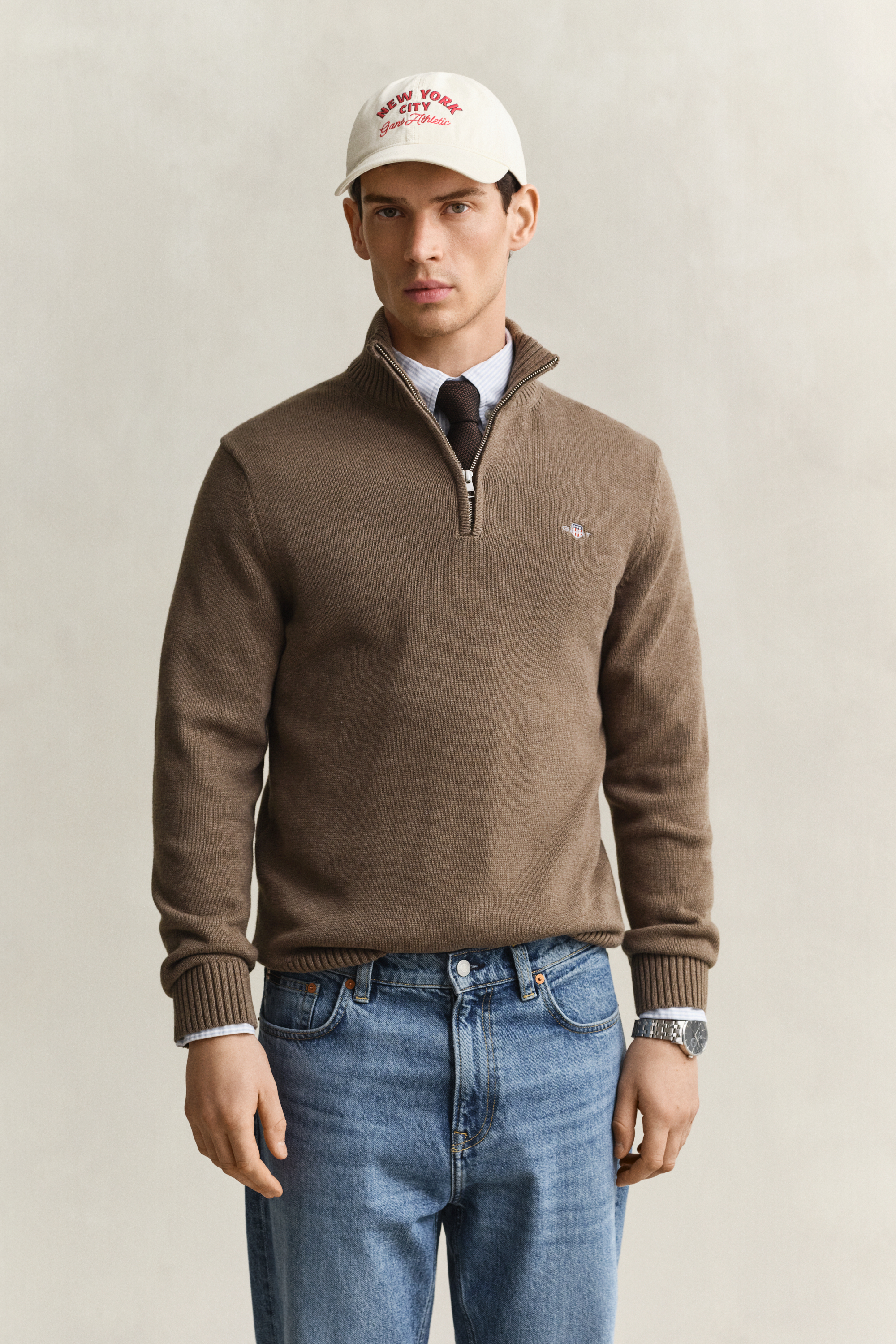 Gant Marron Halb-Zip Baumwollstrickpullover - Bild 3