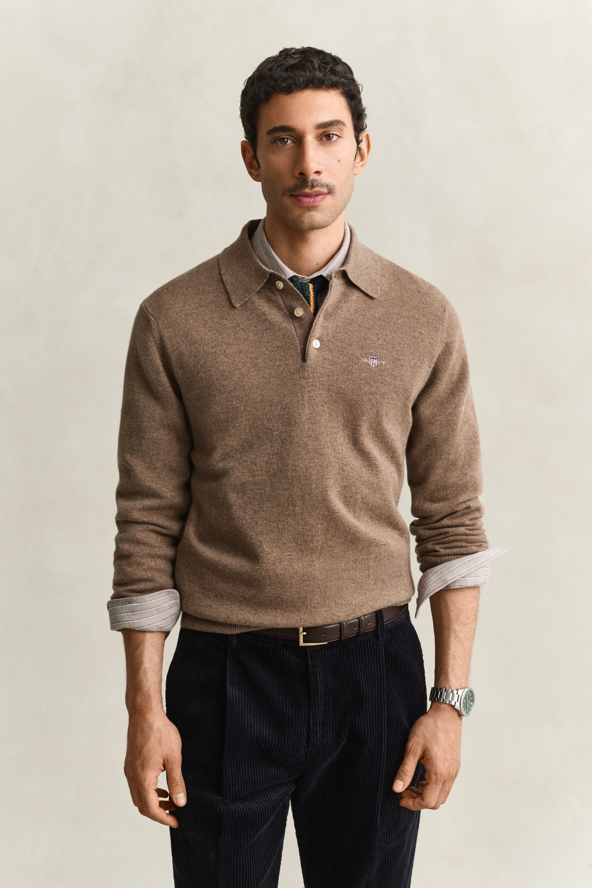 Gant Herren Braun Für 8060109 Polo-Pullover Aus Wolle In Hell (L), Klassisch, Langarm - Bild 6