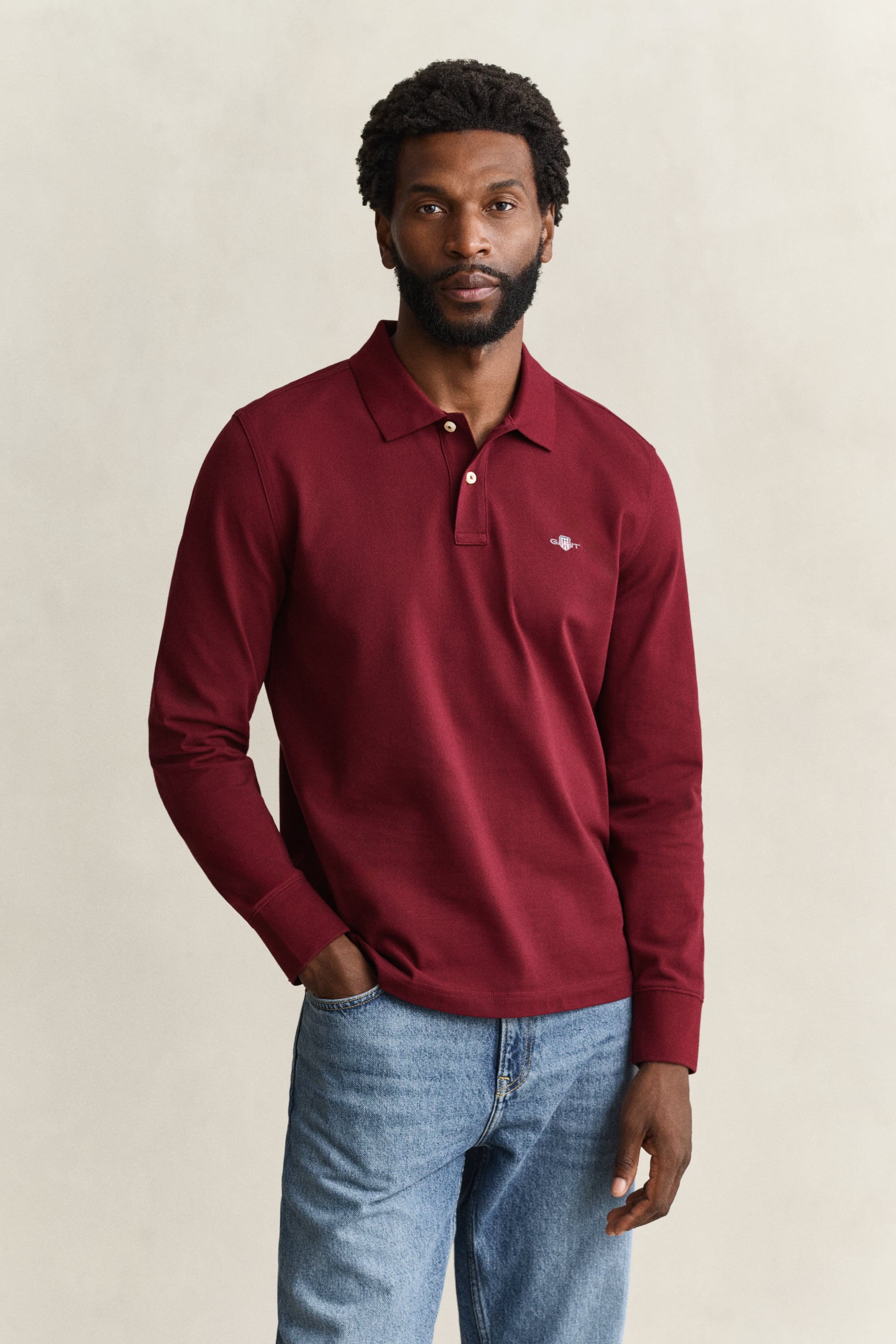 Gant Rouge Langärmeliges Polo-Shirt - Bild 2
