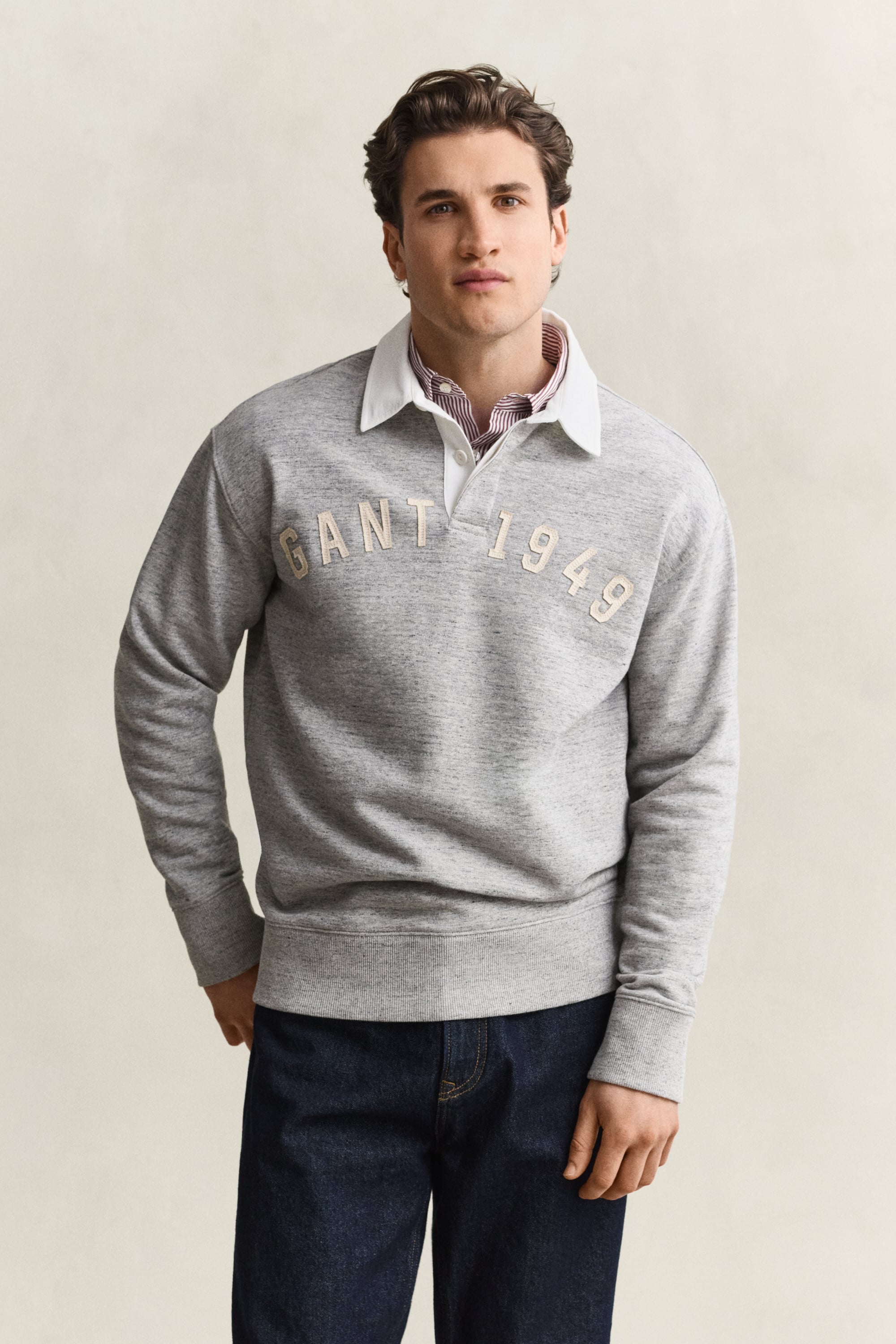Gant Herren Grau Melange Melierter Rugger (L)
