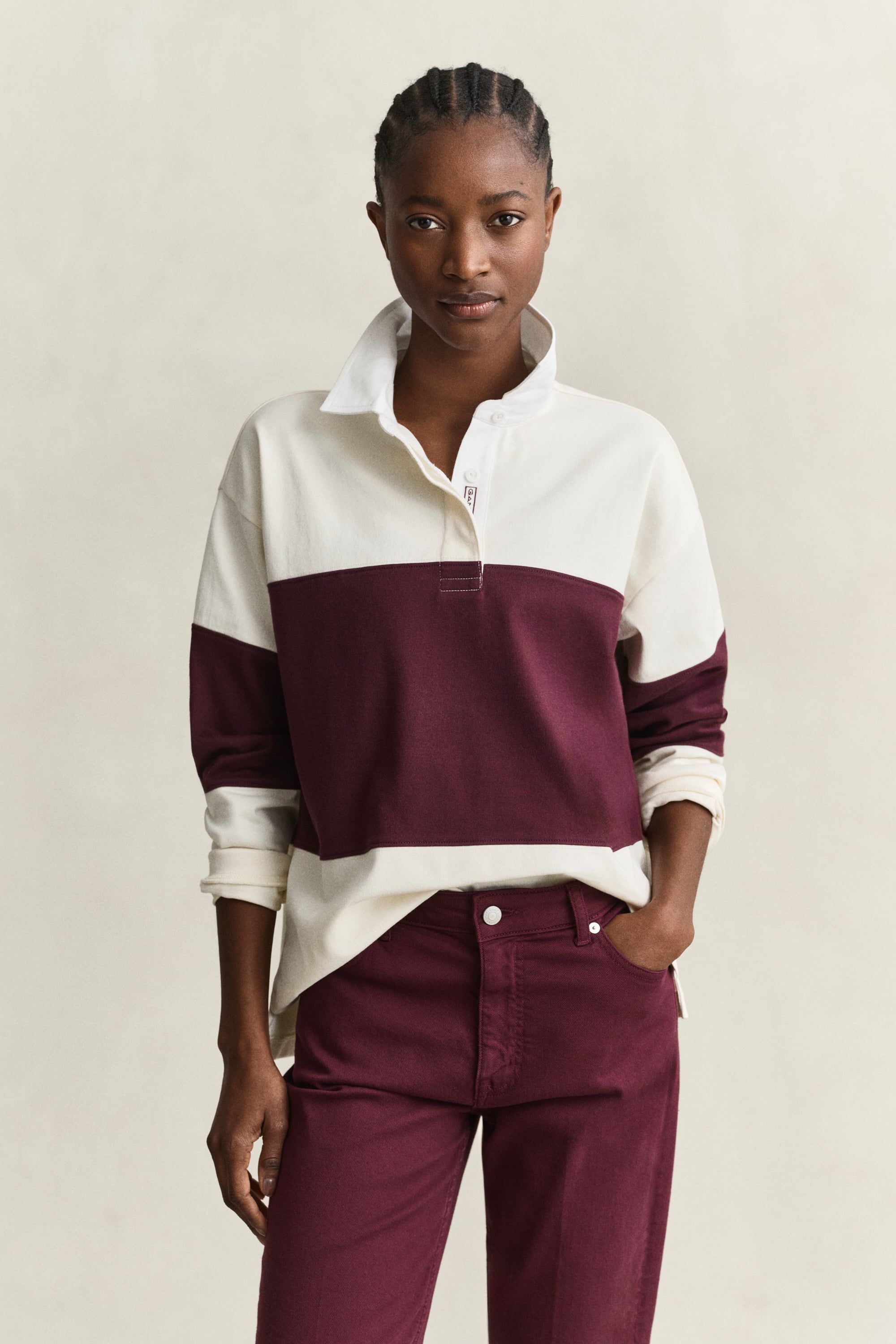 Gant Damen - Heavy Rugger In Blockfarben-Optik Darkened Wine - Gr. - S - Bild 3