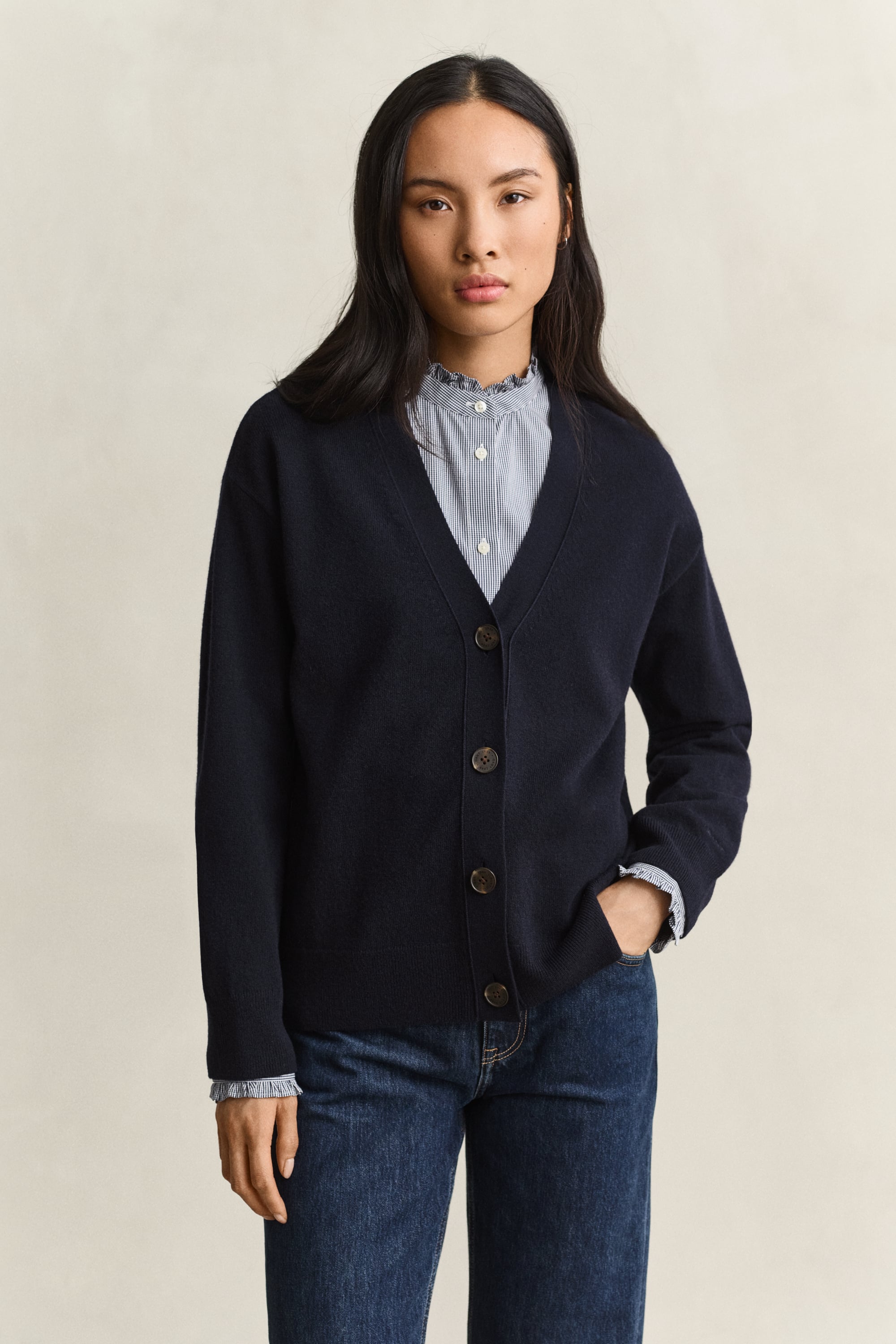 Gant - Superfine Lammwoll Cardigan - Knitwear - Damen - Blau - L - Bild 3