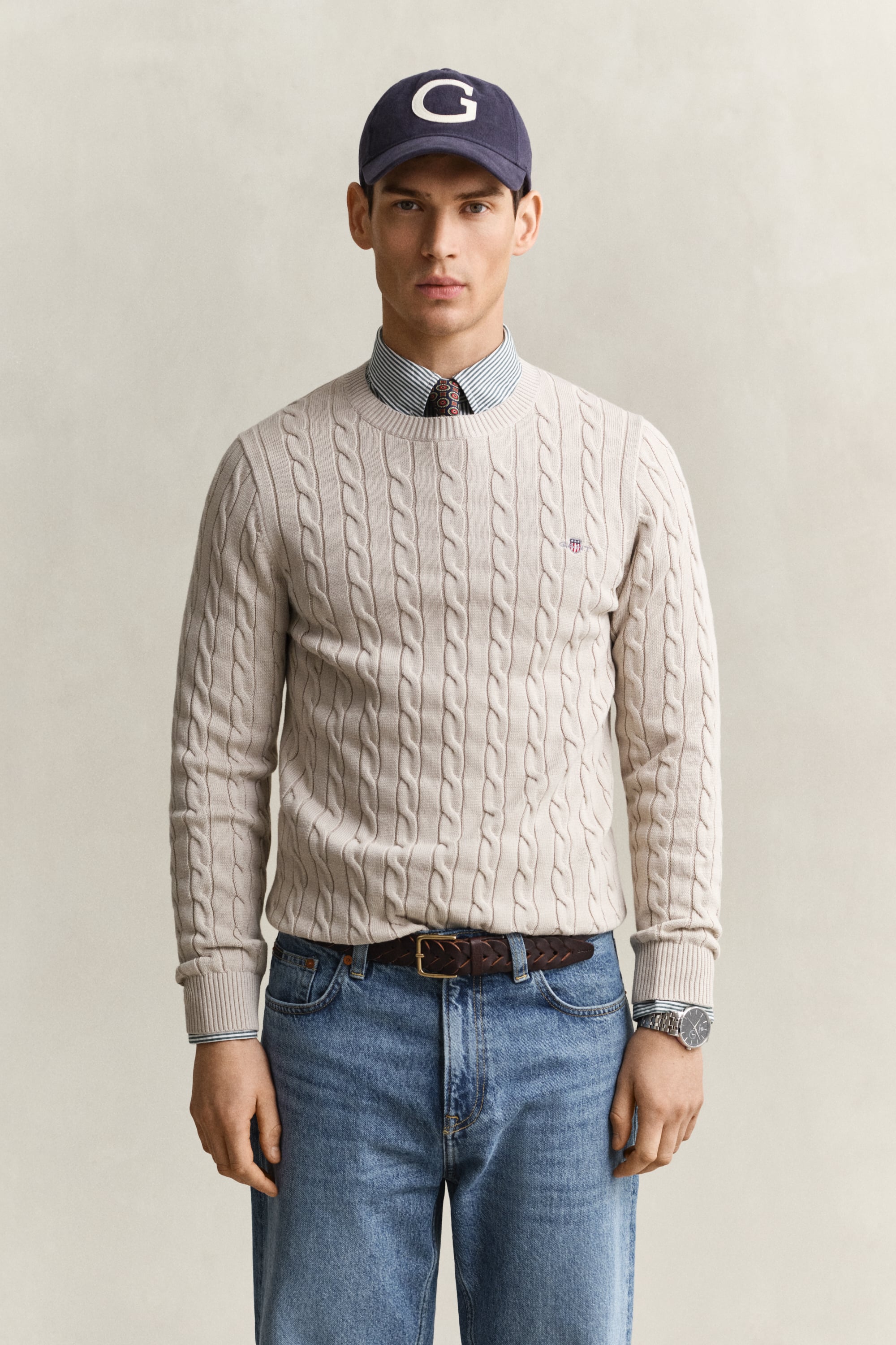 Gant Herren Clay Beige Classic Zopfstrickpullover (Xxxl)