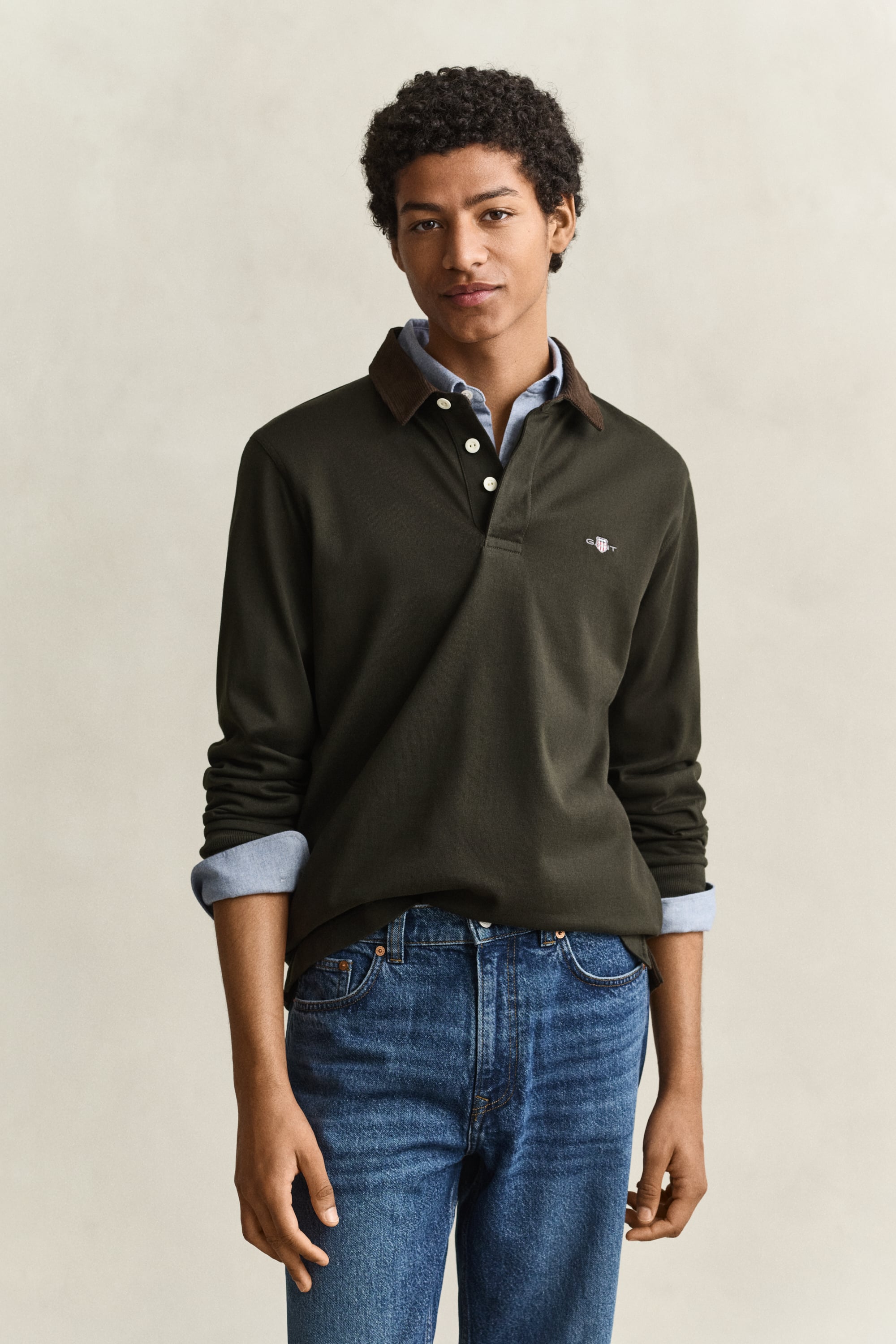 Gant Herren Vert Langärmeliges Polo-Shirt Rugger - Bild 3