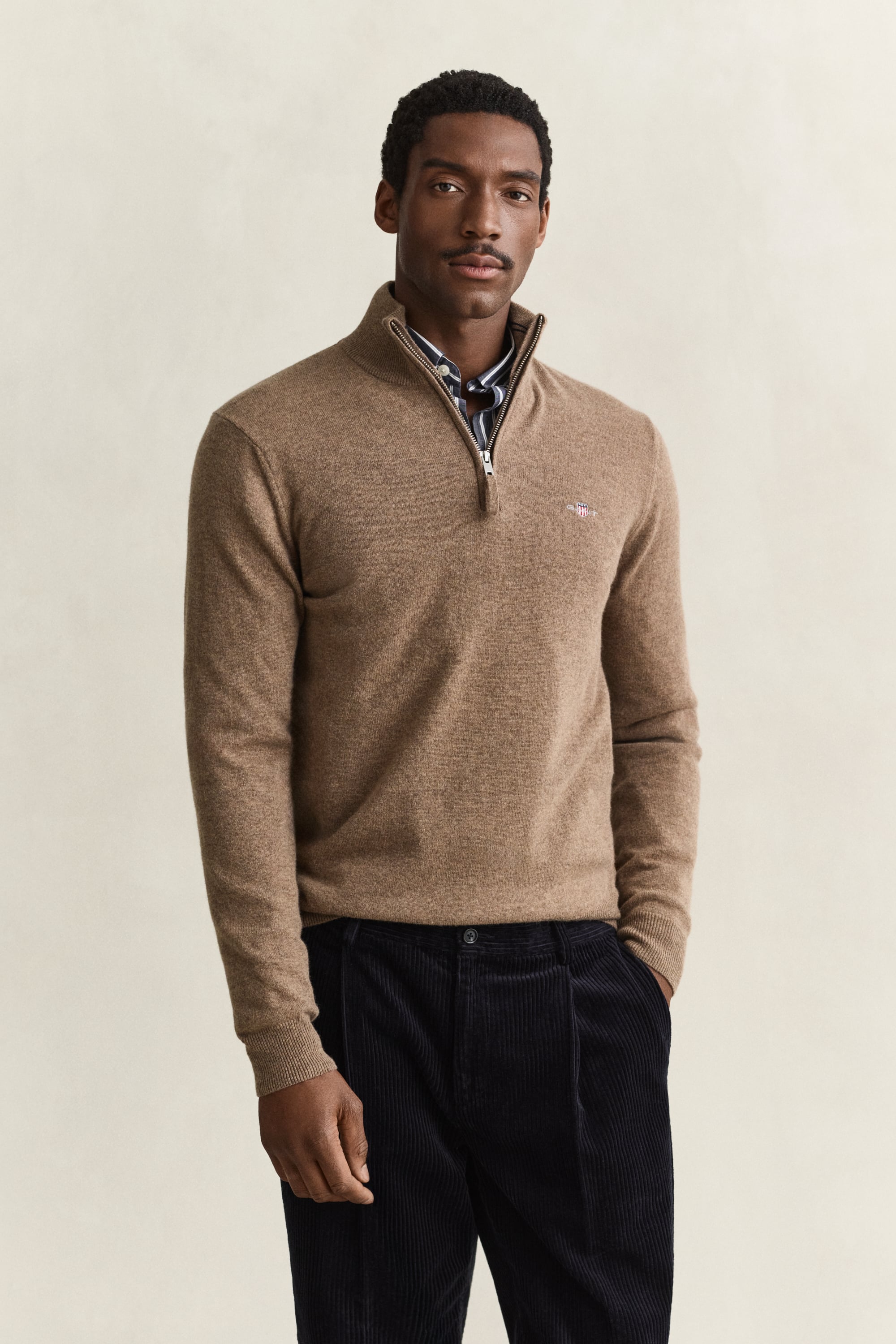 Gant Beige Halb-Zip-Pullover Superfine - Bild 6