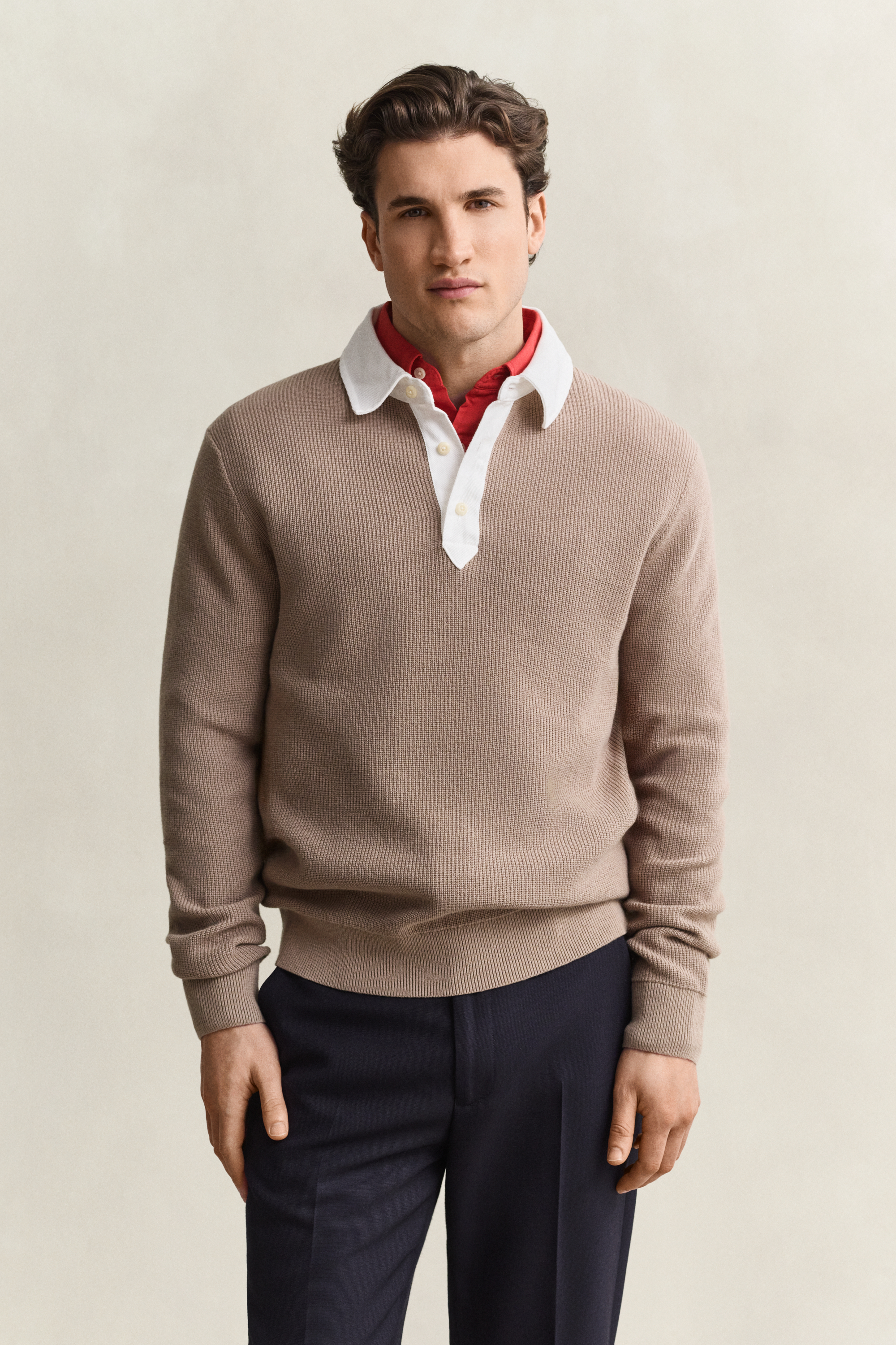Gant Herren Taupe Pullover Cotton Merino Rugger, Gr. Xxl - Bild 5