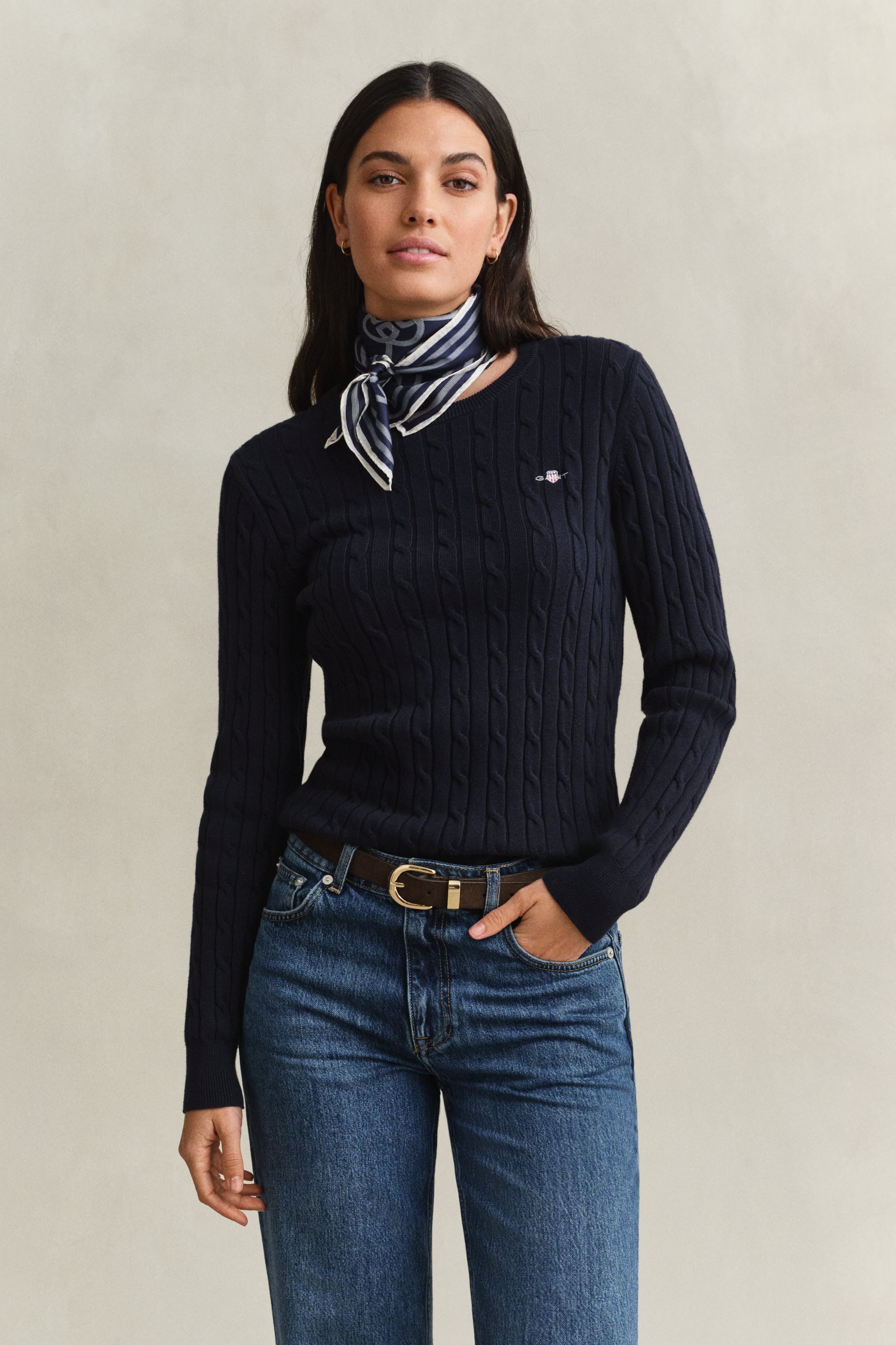 Gant Cable Knit Logo Sweater - Bild 7