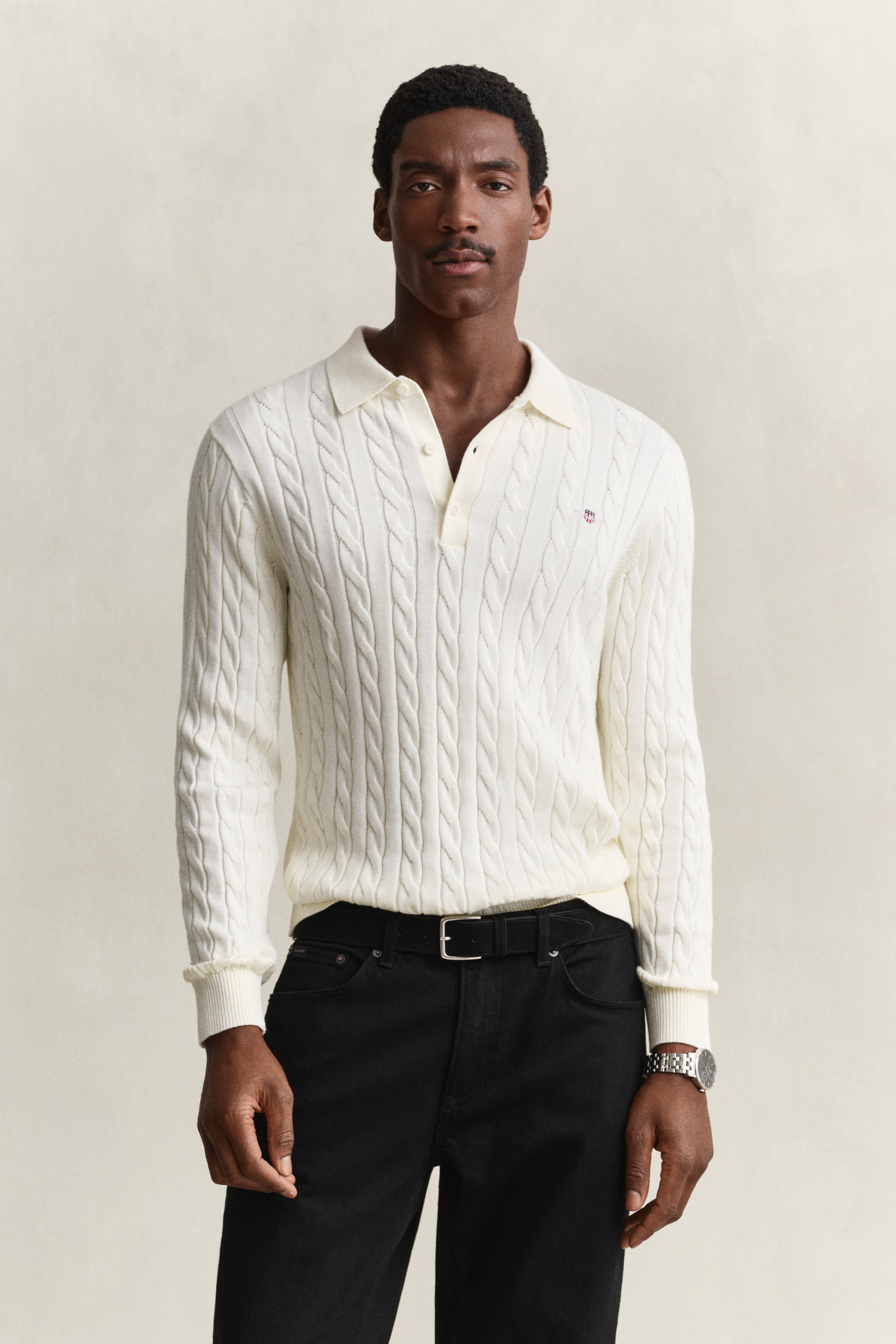 Gant Herren Creme Pullover Mit Zopfmuster, Gr. L - Bild 9