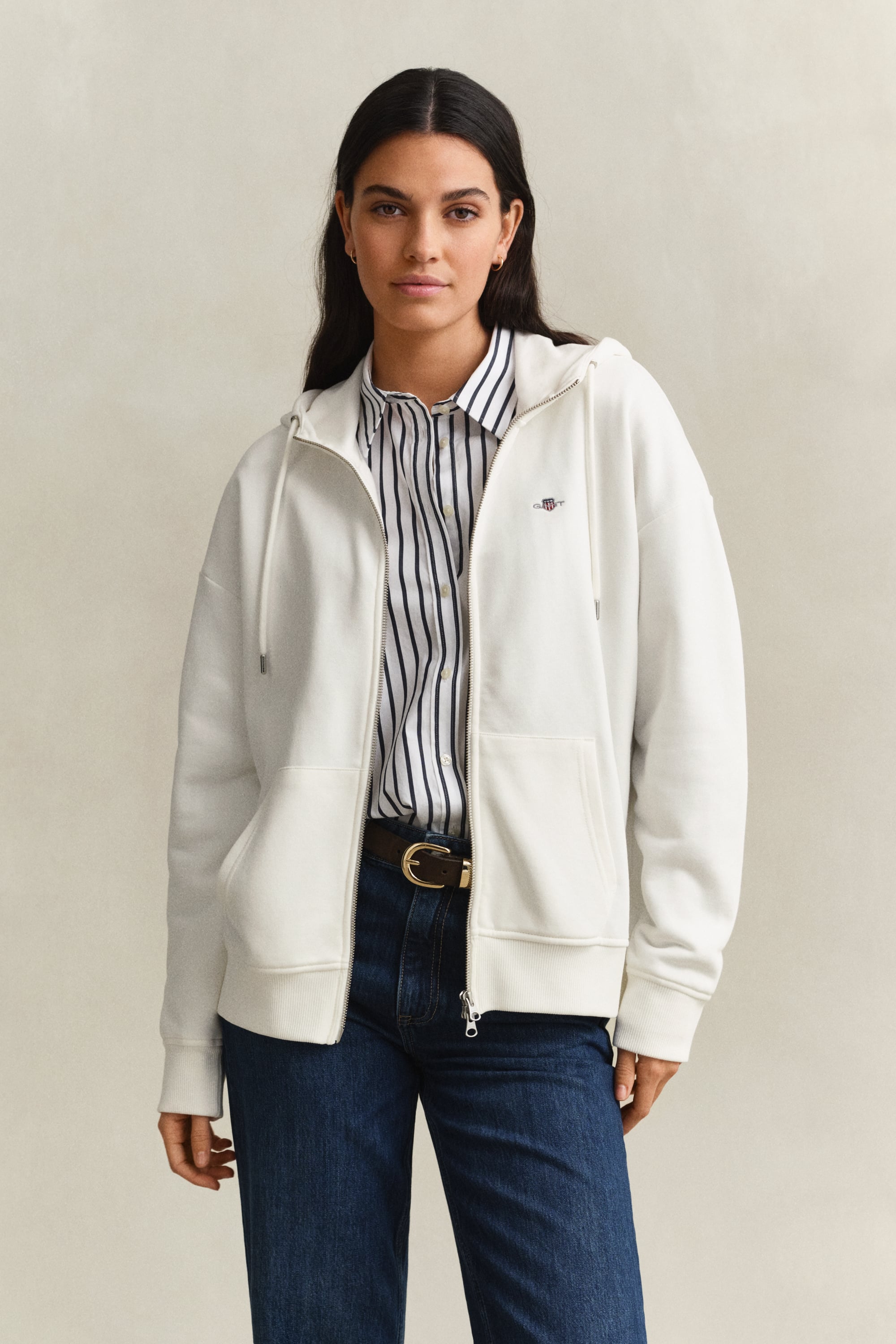 VAN GRAAF Gant Damen Beige Sweatjacke Baumwolle Weiß, Extra Groß - Bild 2