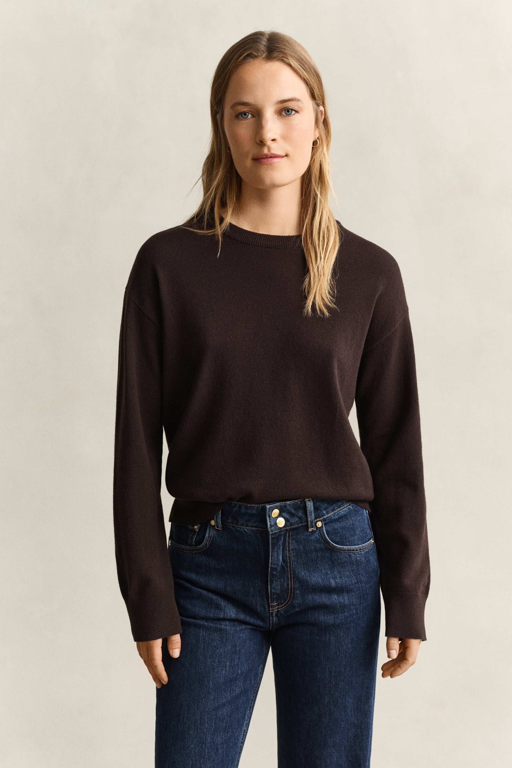 Gant Damen - Superfine Lambswool Rundhalspullover Deep Brown - Gr. - L - Bild 3