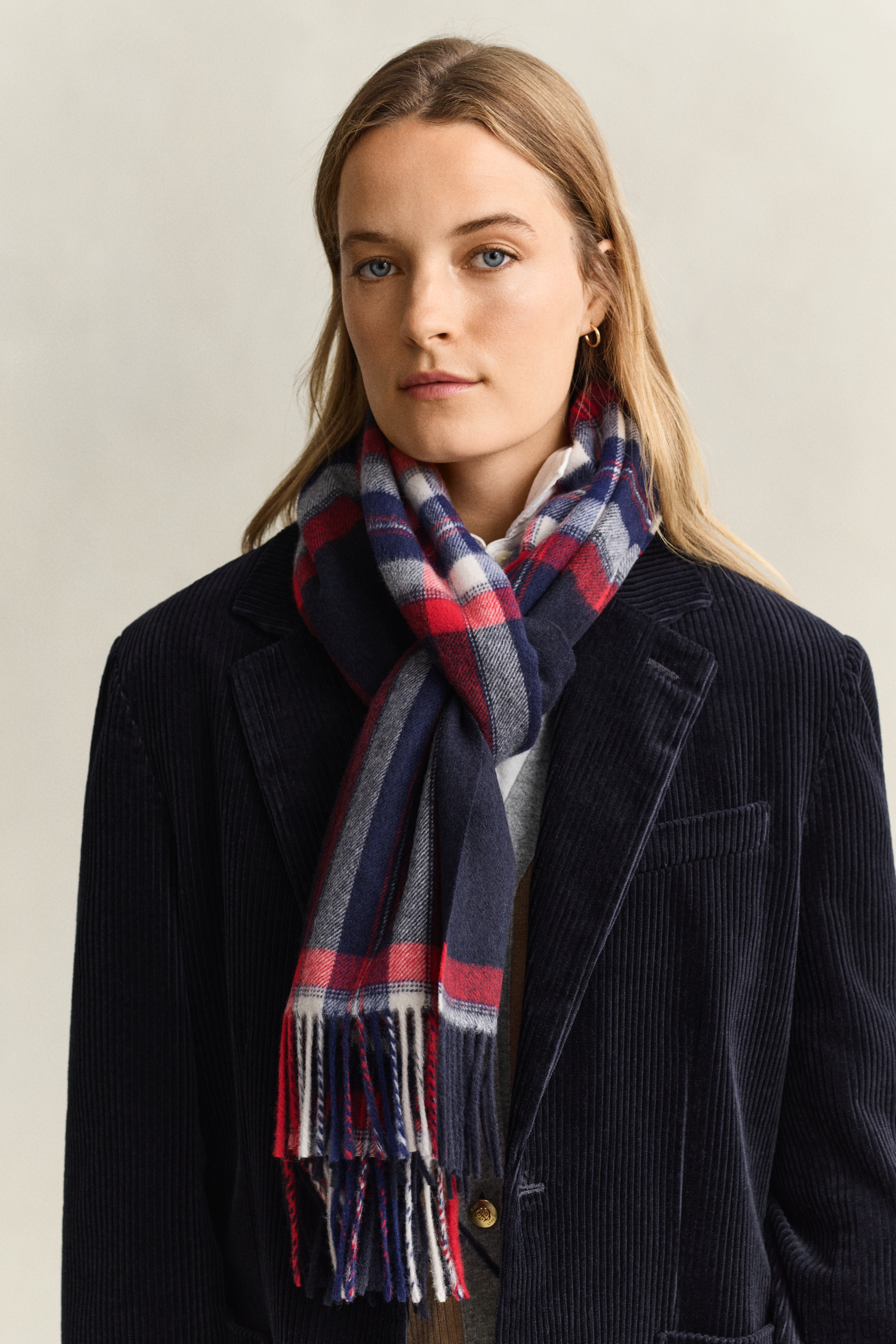 Gant Damen Evening Blau Wollschal Mit Tartan-Muster (One Size)