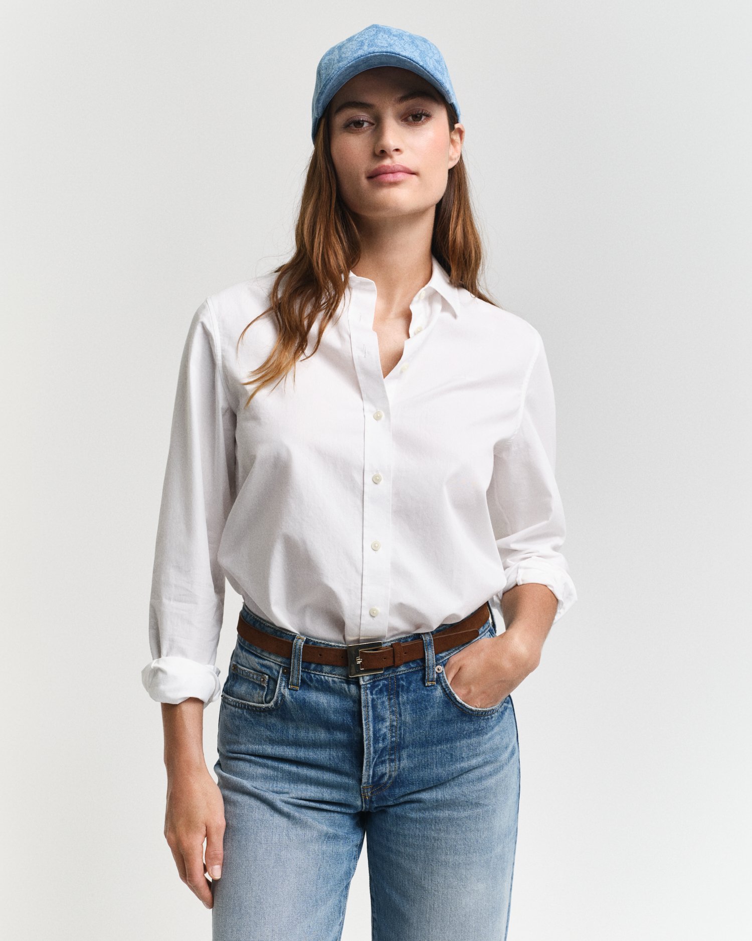 QS Blusenshirt Popeline - Oversize Mit V-Ausschnitt & Stehkragen