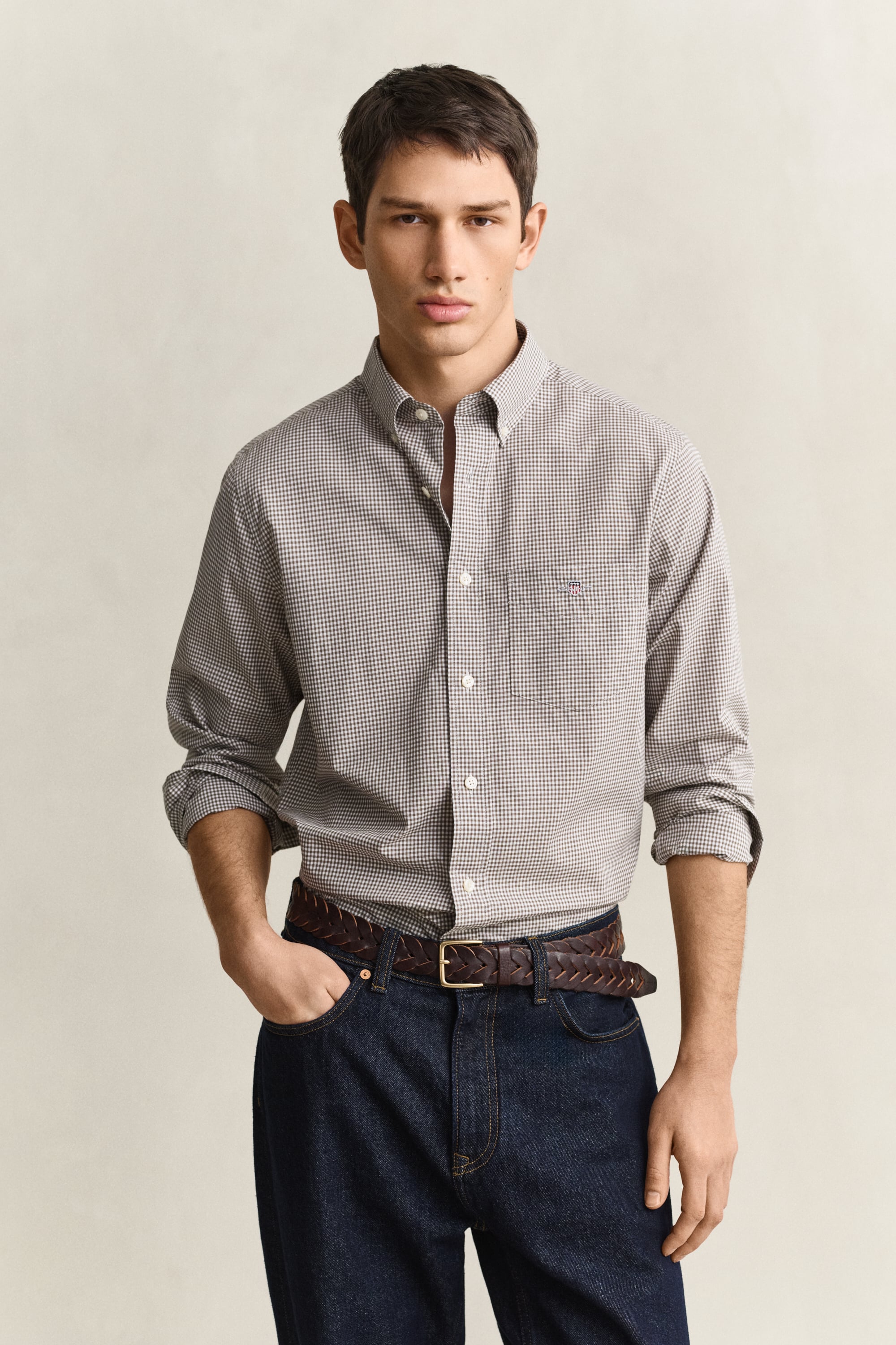 Gant Marron Langarmshirt Classic Gingham - Bild 3