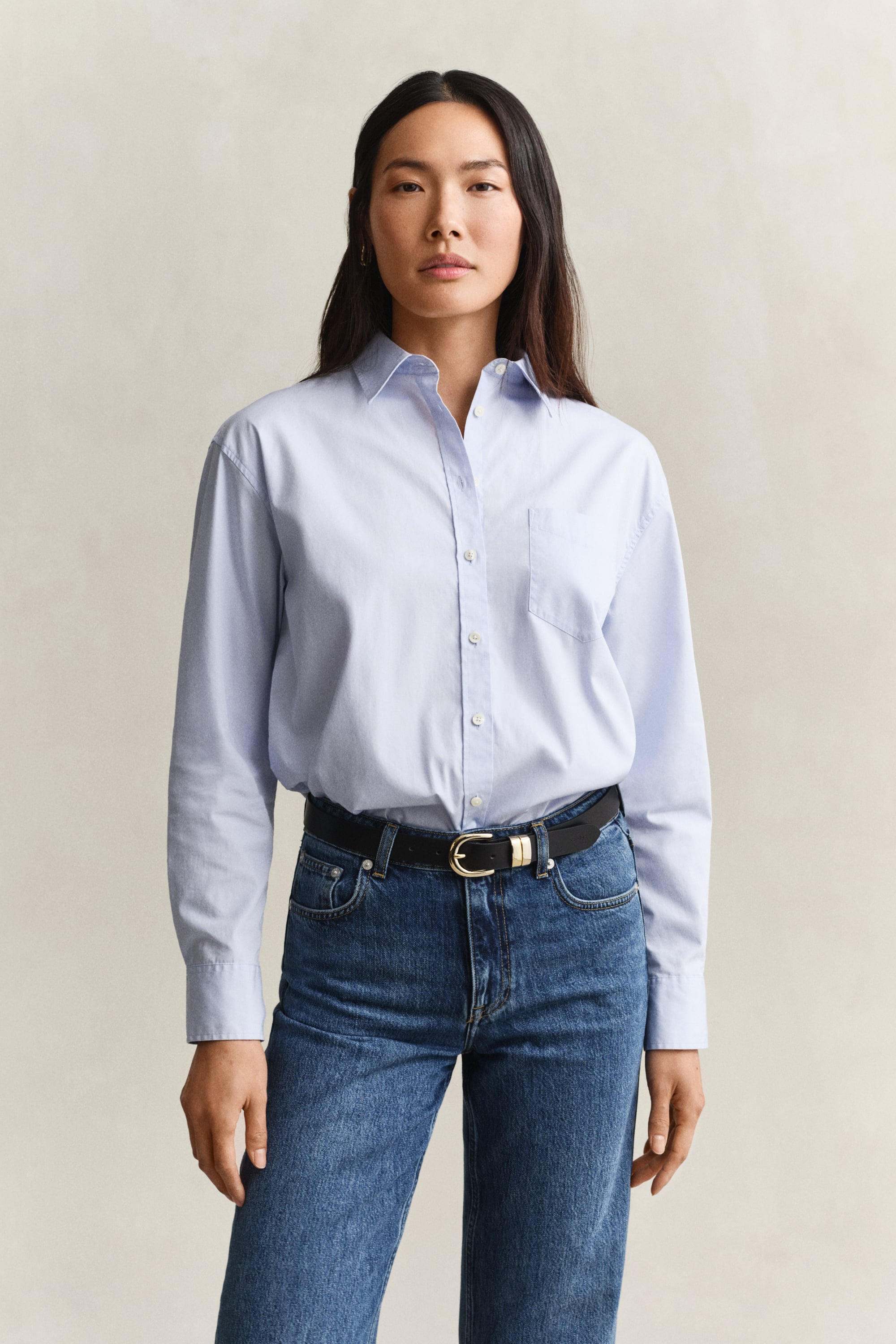 Gant Damen Blau Für 4300212 Relaxed Fit Hemd Aus Er Popeline (34), Lässig, Baumwolle, Langarm - Bild 4
