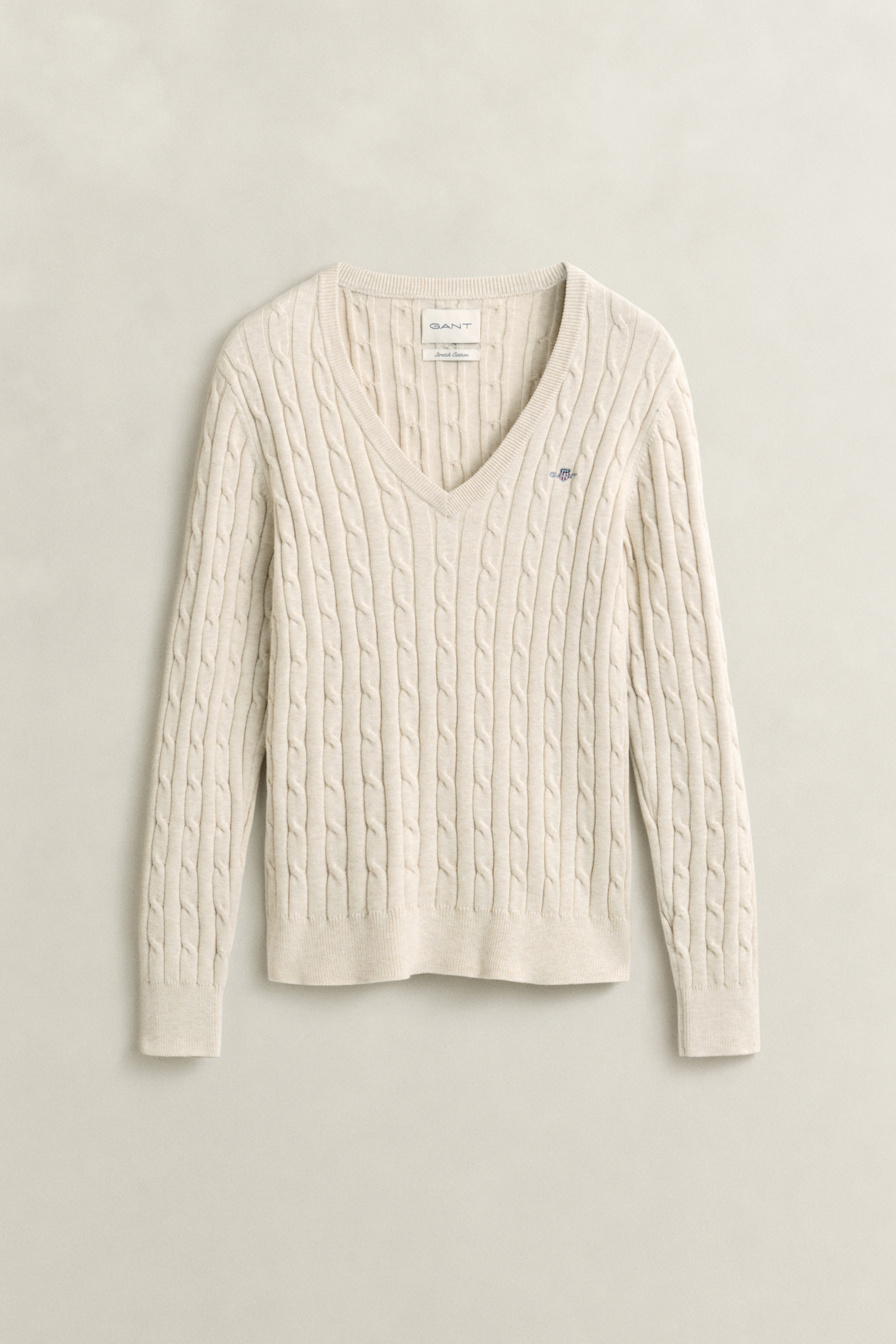 Gant Damen Faded Beige Classic Zopfstrickpullover (Xl)